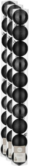 House of Seasons 30x stuks kunststof kerstballen zwart 6 cm