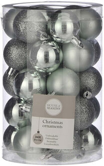 House of Seasons 34x Kunststof kerstballen mint 4 cm - Kerstbal Groen