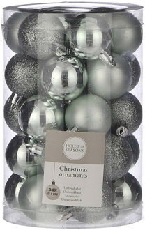 House of Seasons 34x Kunststof kerstballen mint 4 cm Mintgroen
