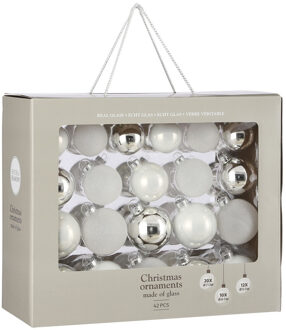 House of Seasons 42x Glazen kerstballen wit 5-6-7 cm mat/glans/glitter