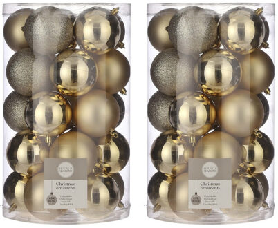 House of Seasons 50x Kunststof kerstballen goud 8 cm