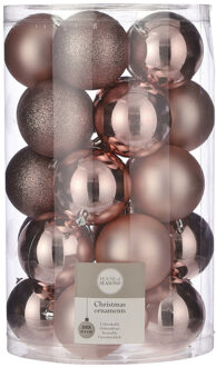 House of Seasons 50x Kunststof kerstballen lichtroze 8 cm