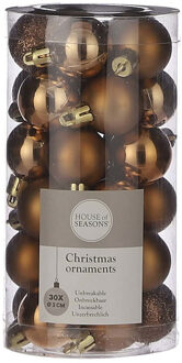 House of Seasons 60x Kleine kunststof kerstballen licht koper 3 cm