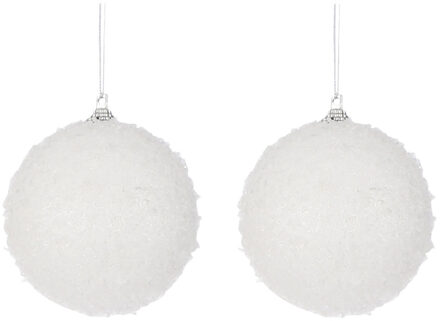 House of Seasons 6x Witte sneeuw kerstballen/sneeuwballen 8 cm - Kerstboomversiering/kerstversiering/boomversiering