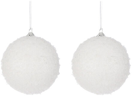 House of Seasons 6x Witte sneeuw kerstballen/sneeuwballen 8 cm