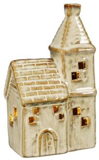 House of Seasons Decoratie kerk - 9x6x15 cm - Bruin