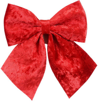 House of Seasons Decoratie strik ornament - rood - 20 x 24 cm - polyester fluweel