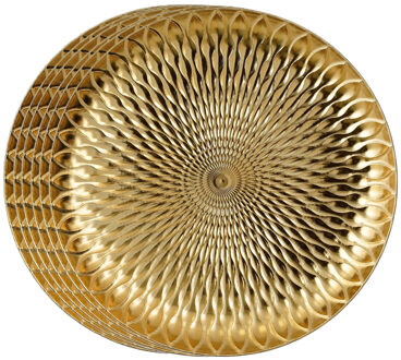 House of Seasons Diner/kerstdiner onderborden - 12x st - goud - D33 x H3,5 cm - gerecycled plastic - rond