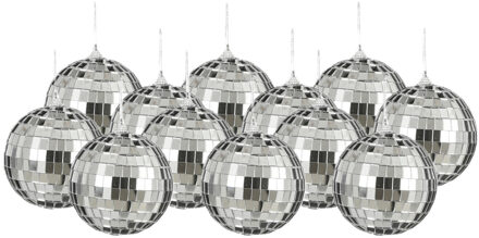 House of Seasons Disco kerstballen - 12x stuks - zilver - 8 cm - foam - spiegelbol/discobol