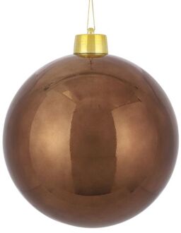 House of Seasons grote kerstbal - kastanje bruin - D25 cm - kunststof - Kerstbal