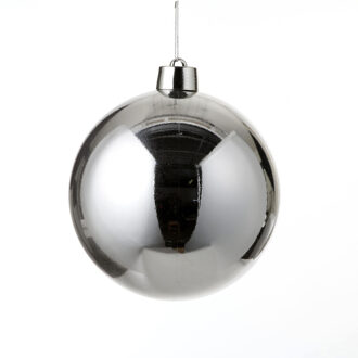 House of Seasons grote kerstbal - zilver - D25 cm - kunststof - Kerstbal Zilverkleurig