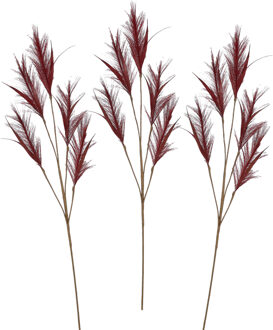 House of Seasons House of SeasonsA pluimgras losse steel/tak - 3x - bordeaux rood - 98 cm - decoratie pluimen - Kunstplanten