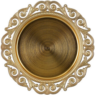 House of Seasons Kaarsenbord- goud - D32,5 cm - gerecycled plastic - Kaarsenplateaus Champagnekleurig