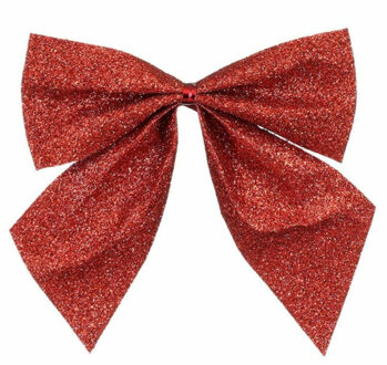 House of Seasons Kerst ornamenten strikken - 6x st - rood - 10 x 12 cm - kerstboomstrikjes - kerstversiering