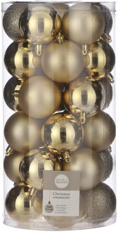 House of Seasons Kerstballen - 30x st - goud - D6 cm - kunststof - Kerstbal Goudkleurig