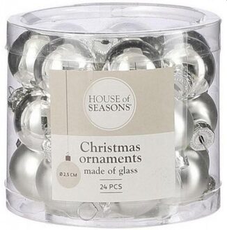 House Of Seasons Kerstballen Glas Zilver 24 Stuks