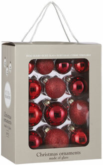 House of Seasons Kerstballenpakket 26x rode kerstballen van glas 5-6-7 cm - Kerstbal Rood