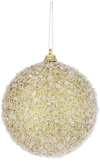 House of Seasons Kerstboomversiering gouden kerstballen met glitter 8 cm - Kerstbal Goudkleurig