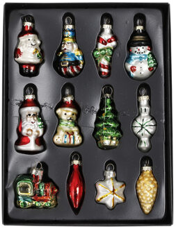 House of Seasons Kersthangers figuurtjes - 12x stuks - glas - kerstornamenten set - 22 x 16,5 cm