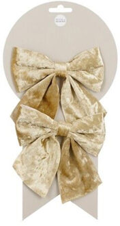 House of Seasons kerststrikken - 2x - champagne - 12 x 13 cm