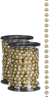 House of Seasons kralenslingers - 2x stuks - kerstboom slingers - guirlandes - goud - 500 cm