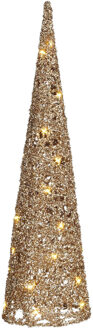 House of Seasons LED kegel kerstboom lamp - champagne - 30 leds - H60 cm -kerstverlichting