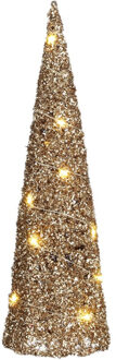 House of Seasons LED kegel kerstboom lamp - champagne - H40 cm - kerstverlichting figuur Champagnekleurig