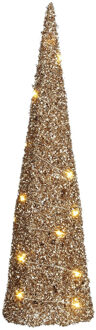 House of Seasons LED kegel kerstboom lamp - champagne - H50 cm - kerstverlichting figuur Champagnekleurig