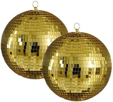 House of Seasons Mega discobal kerstballen - 2x - goud - 25 cm - foam - spiegelbol - kerstversiering