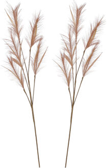 House of Seasons Pluimgras losse steel/tak - 2x - meerdere stengels - lichtbruin - 98 cm - Decoratie kunst pluimen