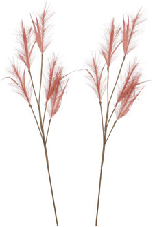 House of Seasons Pluimgras losse steel/tak - 2x - meerdere stengels - oudroze - 98 cm - Decoratie kunst pluimen