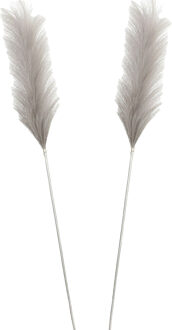 House of Seasons Pluimgras losse steel/tak - 2x - zilvergrijs - 104 cm - Decoratie kunst pluimen