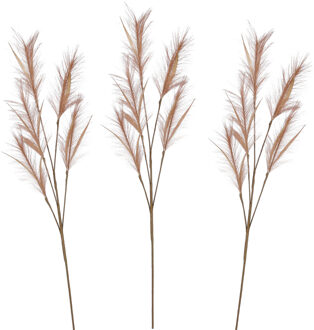 House of Seasons Pluimgras losse steel/tak - 3x - meerdere stengels - lichtbruin - 98 cm - Decoratie kunst pluimen
