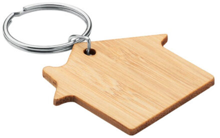 Houseboo huis bamboe sleutelhanger Bruin/groen - One size
