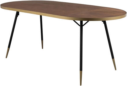 Housecraft Denise Eettafel Hout Ovaal 180x90 cm Bruin/ Goud Multikleur