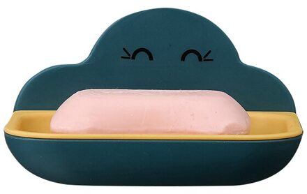 Household Cute Cartoon Soap Box Soap Drain Rack Tray Wall-mounted Shower Dish Bathroom Free Punch Storage Holder marine blauw