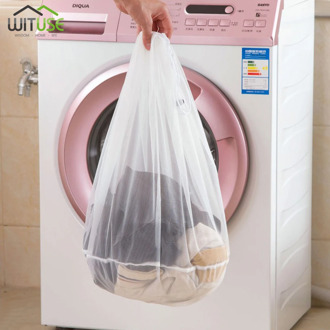 Household Thick Nylon Mesh Laundry Wash Bag Underwear Bra Coats Curtain Washing Bag Large Capacity Drawstring Laundry Basket