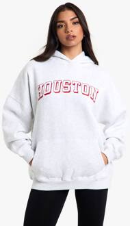 Houston Slogan Oversized Hoodie, Ash Grey - M