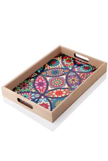 Hout Boven Tegel Patroon Geborduurd Luxe Lade Stijlvolle Decoratieve Verwerking Keuken Koffie Thee Kruidenthee