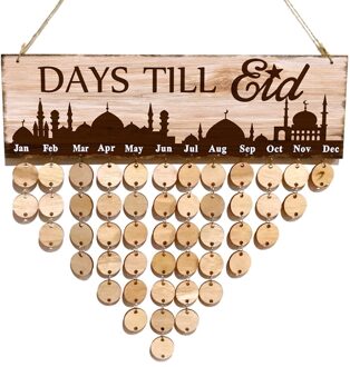 Hout Countdown Kalender Ramadan Eid Mubarak Hout Hangers Opknoping Kalender Voor Eid Mubarak Decoratie