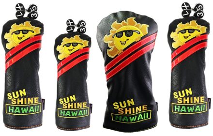 Hout Golf Covers Set Van 4 Waterdichte Pu Leer Fit Over Goed Driver Hout (1-3-5 zwart