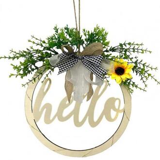 Hout Guirlande Guirlande Brief Gedrukt Hollow Hout Pasen Welkom Thuis Opknoping Teken Voor Pasen Feestartikelen B zonder licht