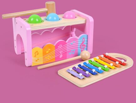 Hout Hameren Beukende Speelgoed Xylofoon Puzzel Zintuiglijke Muzikaal Speelgoed roze