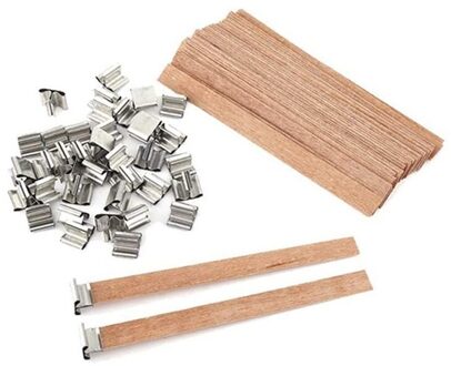 ! Hout Kaars Wieken, 100Pcs Natuurlijke Hout Lont Met Ijzer Stand Milieu Lont Voor Kaars Maken En Kaars Diy Craft