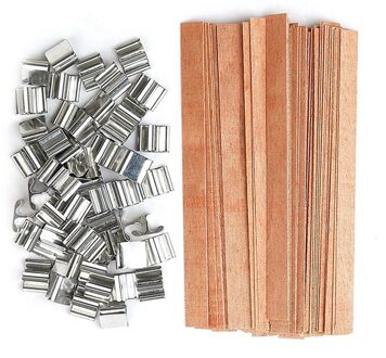 Hout Kaars Wieken, Natuurlijke Hout Lont Met Ijzer Stand Milieu Lont Voor Kaars Maken En Kaars Diy Craft 12.5X75mm
