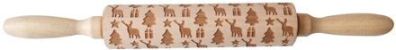 Hout Kerst Gedrukt Deegroller Houtsnijwerk Reliëf Rolling Pin Cookie Deeg Stok Ambachtelijke Keuken Gereedschappen Deegrol 01