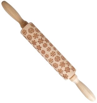 Hout Kerst Gedrukt Deegroller Houtsnijwerk Reliëf Rolling Pin Cookie Deeg Stok Ambachtelijke Keuken Gereedschappen Deegrol 02