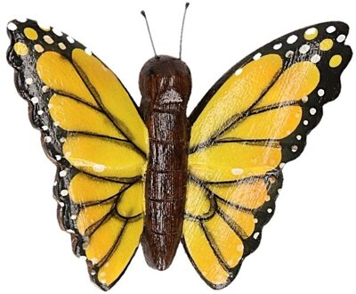 Hout magneet gele vlinder