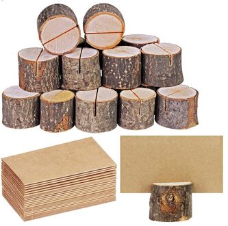 Hout Plaats Kaarthouders, 20Pcs Premium Rustieke Tafel Nummer Houders En 30Pcs Kraft Tafel Plaats Kaarten, hout Note Holder