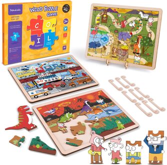 Hout Puzzel Speelgoed Voor Kinderen Volwassenen Dieren Voertuig Verkeer Auto Puzzels Puzzel Baby Educatief Spel Leren Houten Speelgoed